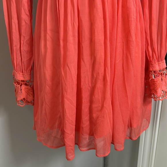 Free People In Dreamland Dress Coral Long
Sleeve Mini Cut Out Vneck Sz 4 - Picture 4 of 15